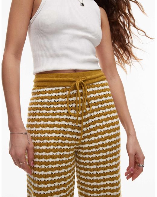 TOPSHOP Natural Knitted Stripe Trouser