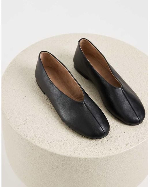 Tony Bianco Black Cuba Round Toe Ballet Flats