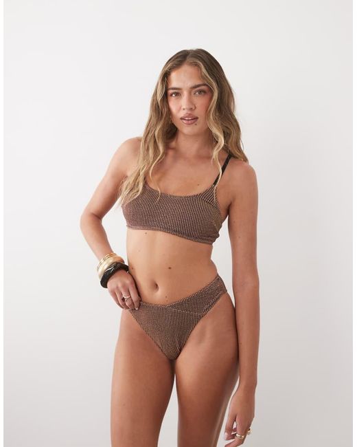 CUPSHE Brown Scrunch Bralet Bikini Set