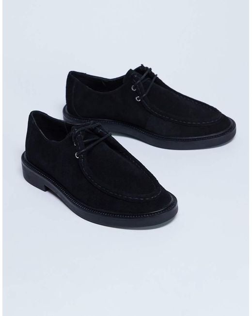 TOPSHOP Blue Banks Real Suede Leather Lace Up Shoe