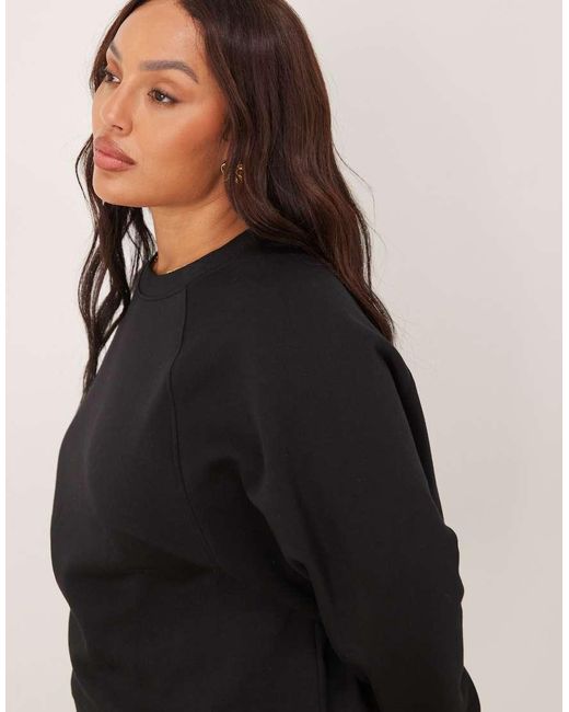 ASOS Black Asos Design Curve Oversized Brushback Sweatshirt With Raglan Detail