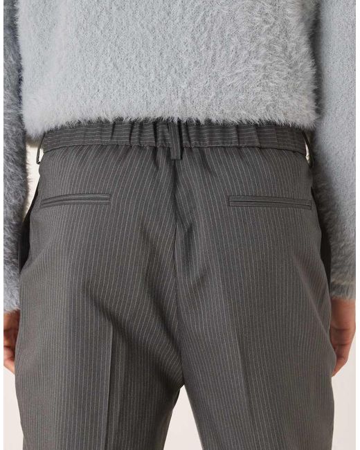 Pantalones De Vestir Grises De Corte Tapered Con Raya Diplomática Y Cinturilla Elástica En La Parte Trasera De ASOS de hombre de color Gray