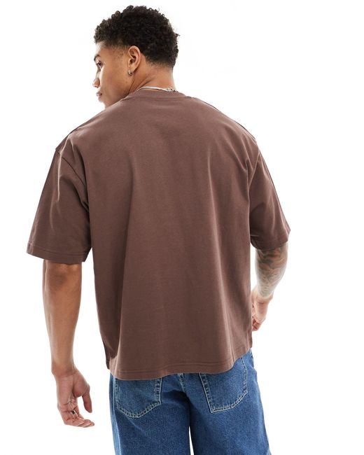 Pull&Bear – kastiges t-shirt in Brown für Herren