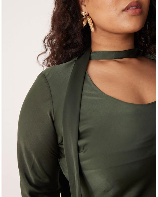 ASOS Women's Green Asos Design Curve V Neck Scarf Detail Long Sleeve Maxi Dress - www.desnorhaar.be ASOS Women's Green Asos Design Curve V Neck Scarf Detail Long Sleeve Maxi Dress - www.desnorhaar.be