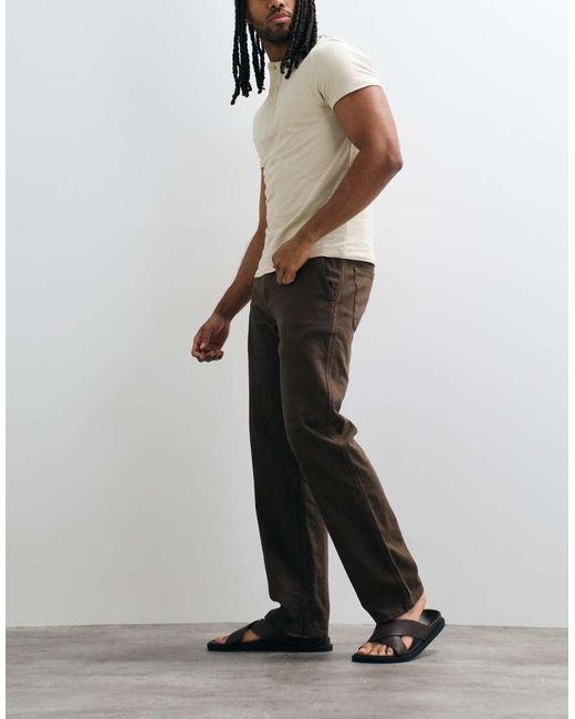 Mango Brown Relaxed Trouser for men