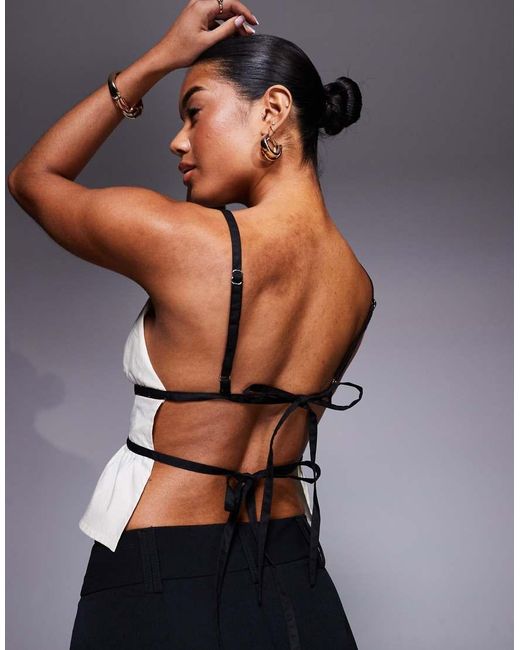 Princess Polly Natural Cami Open Tie Back Top