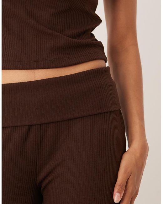 ASOS Brown Mix & Match Rib And Trim Fold Over Trouser