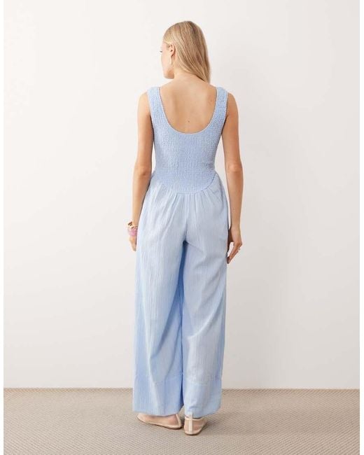 ASOS Blue Scoop Neck Crinkle Jumpsuit