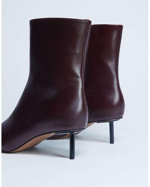 TOPSHOP Purple Narla Premium Real Leather High Pin Heeled Ankle Boots