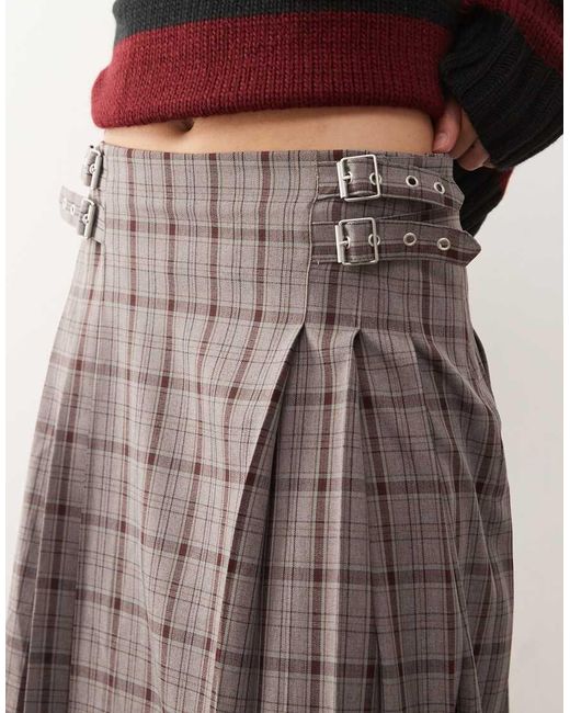 The Ragged Priest Red Buckle Kilt Wrap Maxi Skirt