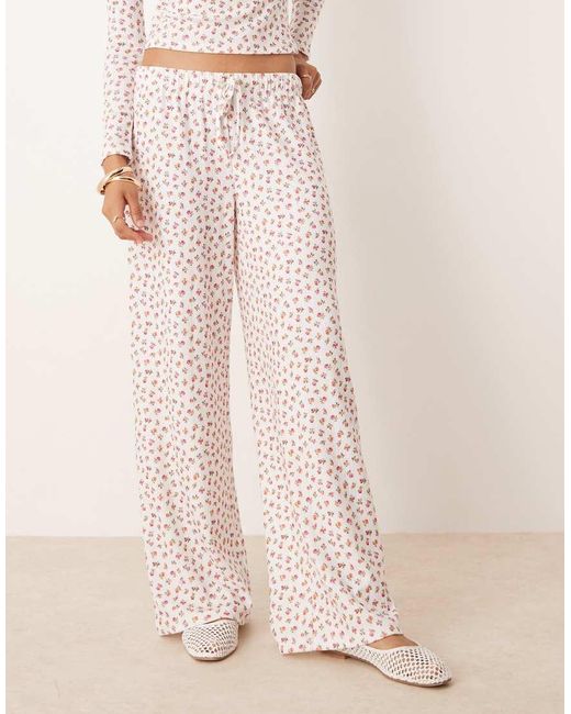 Pantalones De Pernera Ancha Con Estampado De De Pointelle De (Parte De Un Conjunto) ASOS de color Pink