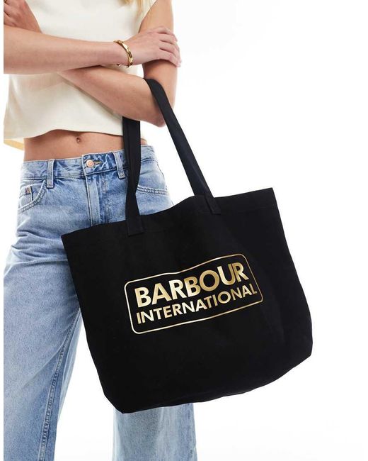 Barbour Black Essential Logo Tote Bag