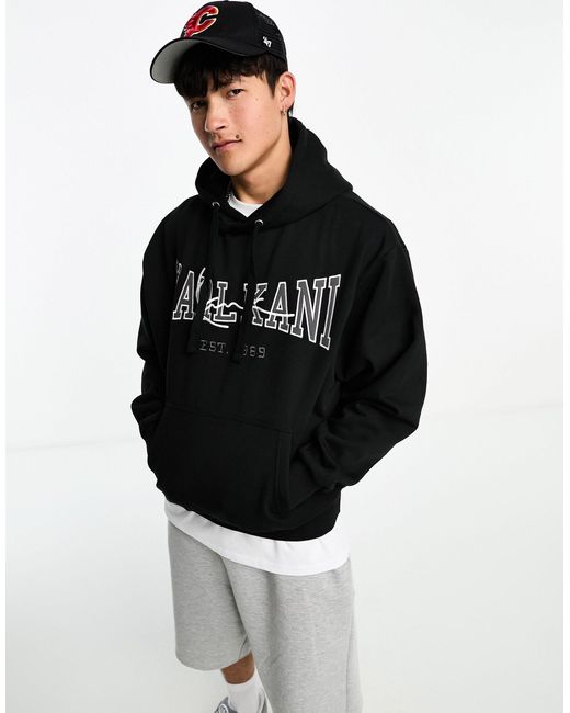 Karlkani Black College Signature Co-ord Oversized Heavyweight Hoodie for men