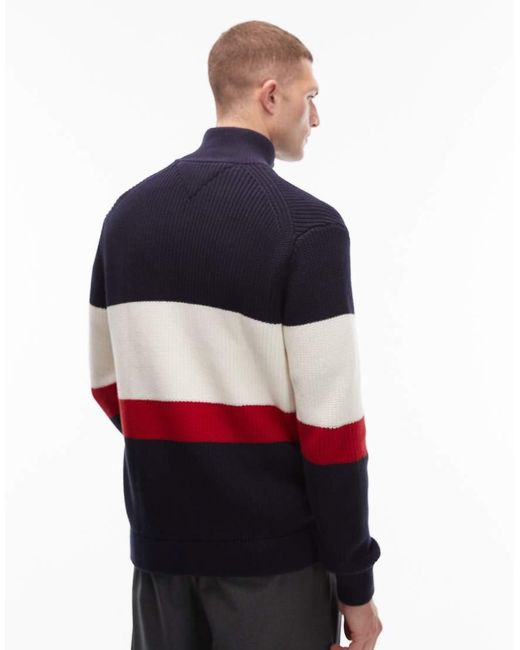 Tommy Hilfiger Blue Crest Colorblock Zip Through Fleece for men