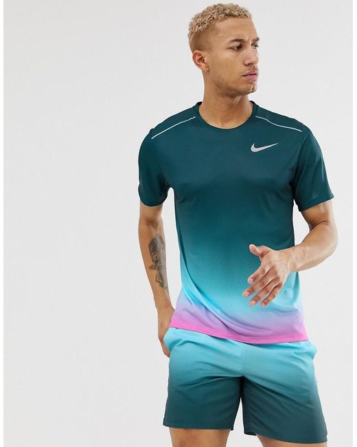 Nike Dri-fit Miler Printed Running Top in Blue for Men | Lyst Canada