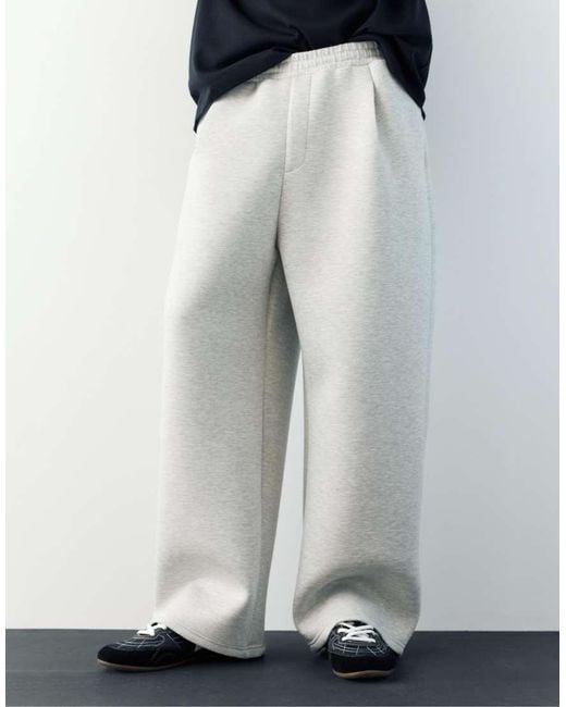Pull&Bear White Balloon Fit Tracksuit Bottoms for men
