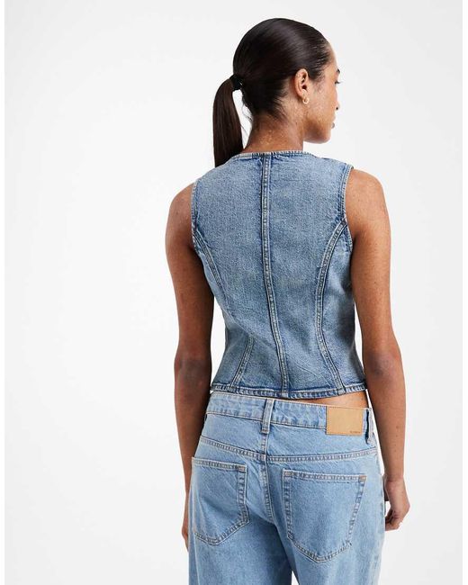 Levi's Blue Square Neck Sculpt Denim Top