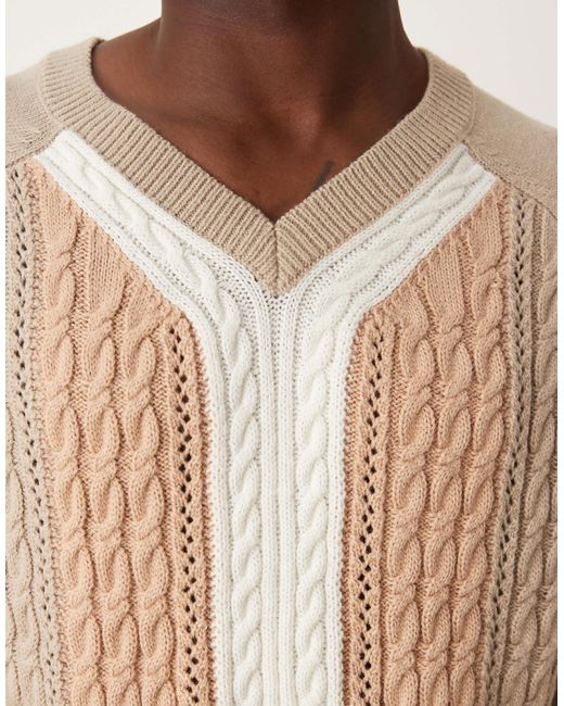 Pull décontracté en maille torsadée - taupe ASOS pour homme en coloris Natural
