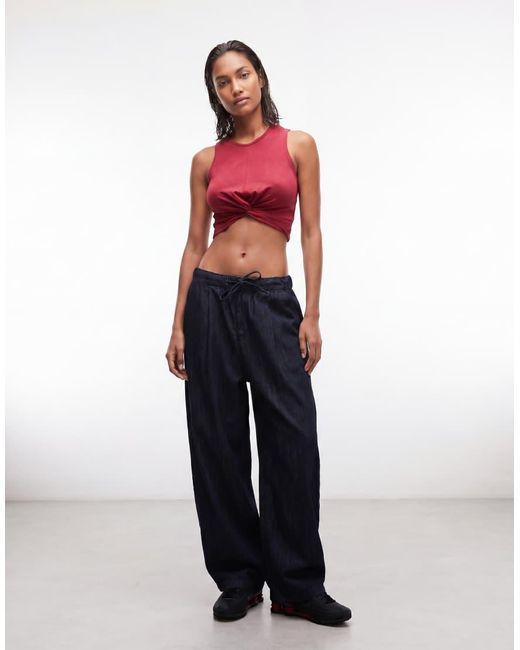 Noisy May Red Twist Front Crop Top
