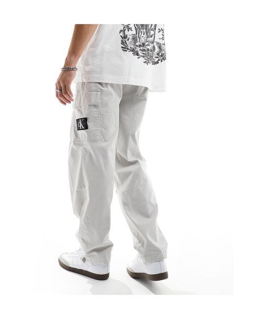 Calvin Klein White Badge Cargo Trousers for men