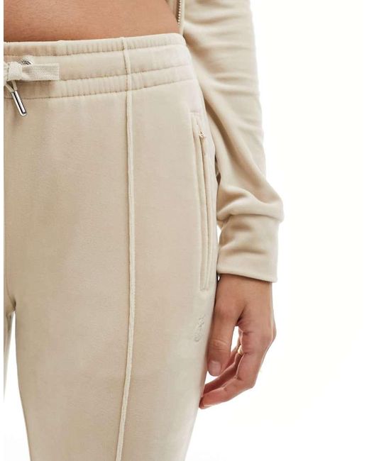 Pantalones De Chándal Con Detalle De Strass De Velour De (Parte De Un Conjunto)-Beis Neutro Juicy Couture de color White