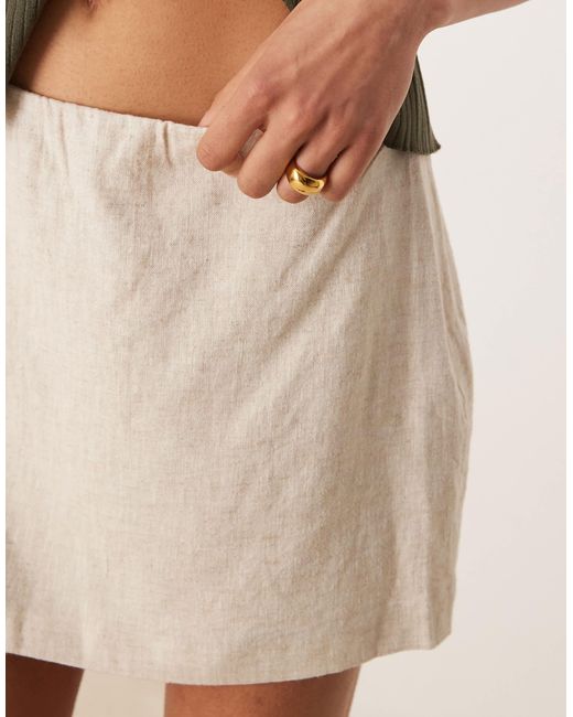 Jupe-short drapée en lin - taupe Abercrombie & Fitch en coloris Natural