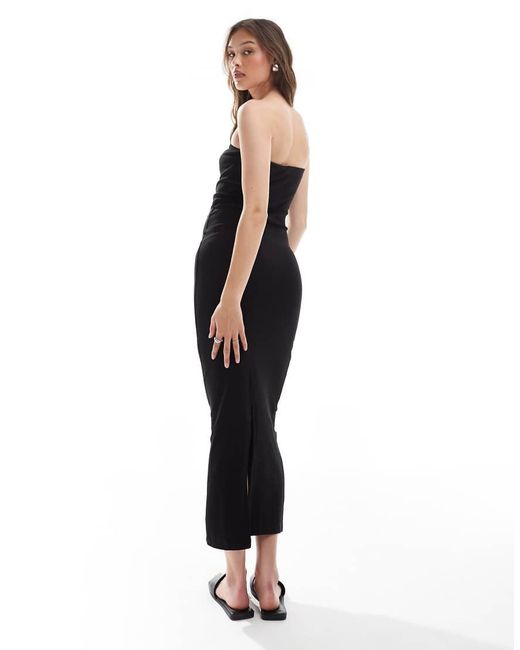 Brave Soul White Cotton Jersey Bandeau Midi Dress