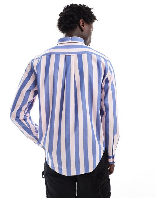 Gant Blue Logo Parasol Stripe Poplin Shirt for men