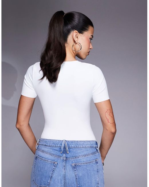 GOOD AMERICAN Blue Sculpting Tee Bodysuit