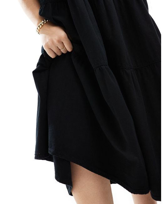 ASOS Black Asos Design Curve Soft Denim Tiered Maxi Dress