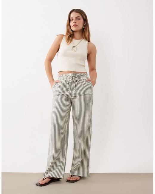 New Look White Stripe Wide Leg Trousers
