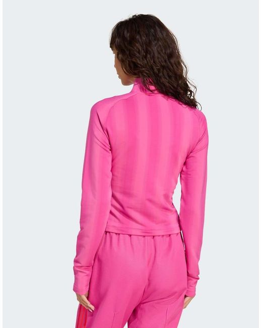 Adidas Originals Pink Half-Zip Graphic Football Long-Sleeve Top