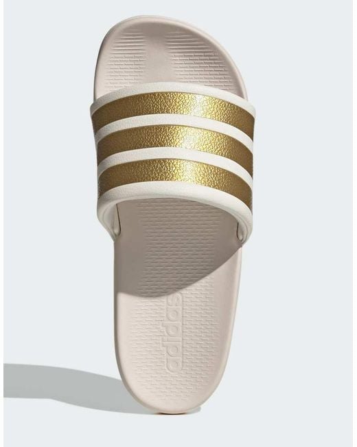 Adidas Originals White Adilette Comfort 2.0 Slides