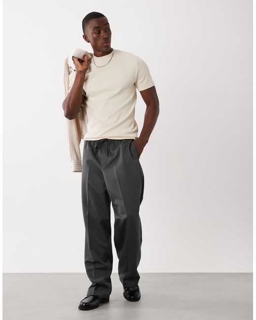 ASOS Natural Slim T-shirt With High Neck for men