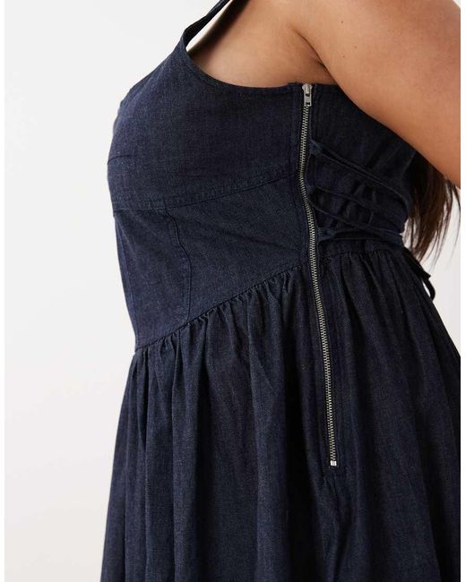 ASOS Blue Asos Design Curve Denim Ballerina Midi Dress