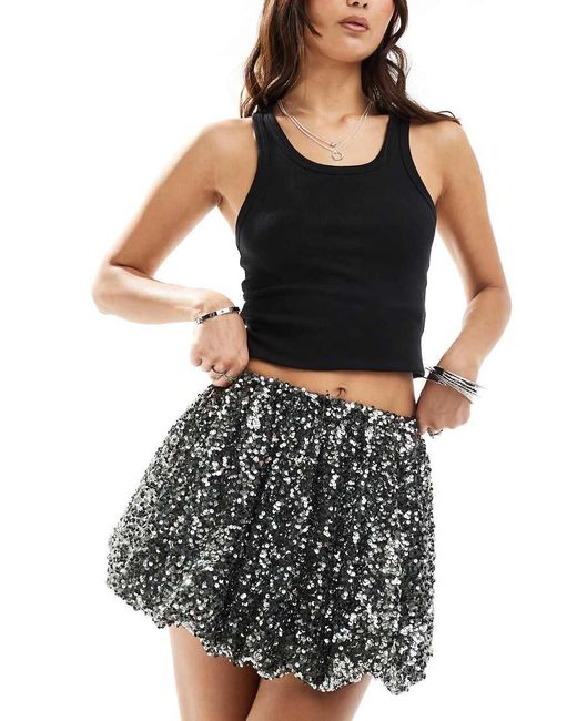 ASOS Black Sequin Bubble Mini Skirt