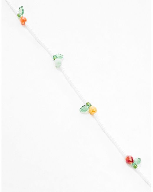 ASOS Natural Asos Design Curve Faux Pearl Necklace With Beaded Fruit Design