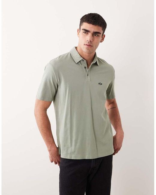 ARMANI EXCHANGE Green Short Sleeve Logo Polo for men