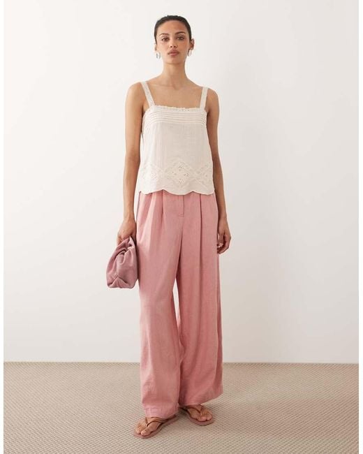 Mango Pink Square Neck Cami Top