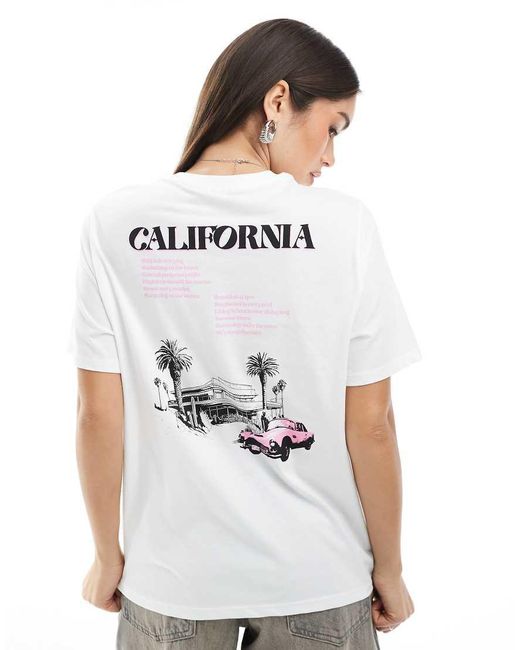 Pimkie White California Back Print T-shirt
