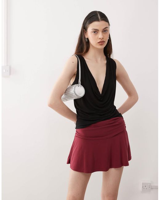 Weekday Red Drape Plunge Top