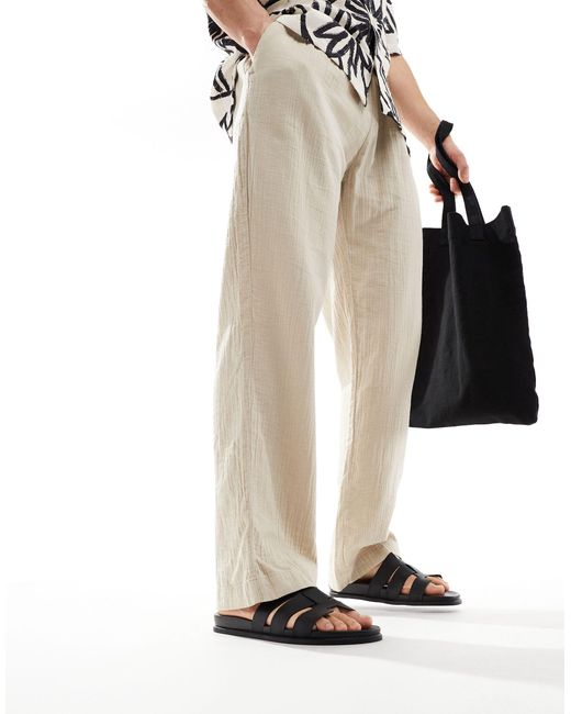 Sandalias negras con correas y diseño minimalista Truffle Collection de hombre de color White