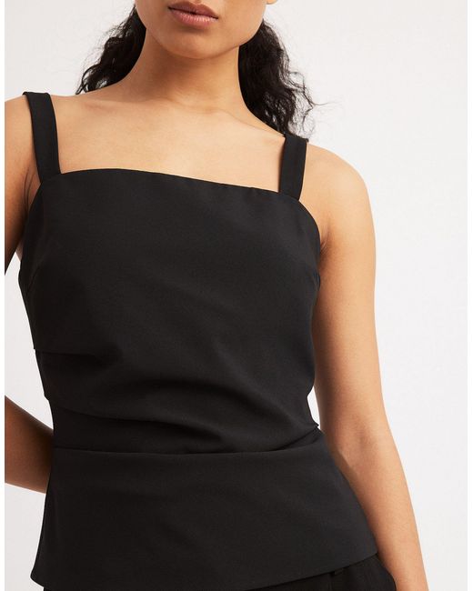 NA-KD Black Ruched Tailored Cami Top