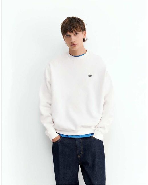 Pull&Bear Stwd Boxy Sweatshirt in het White voor heren