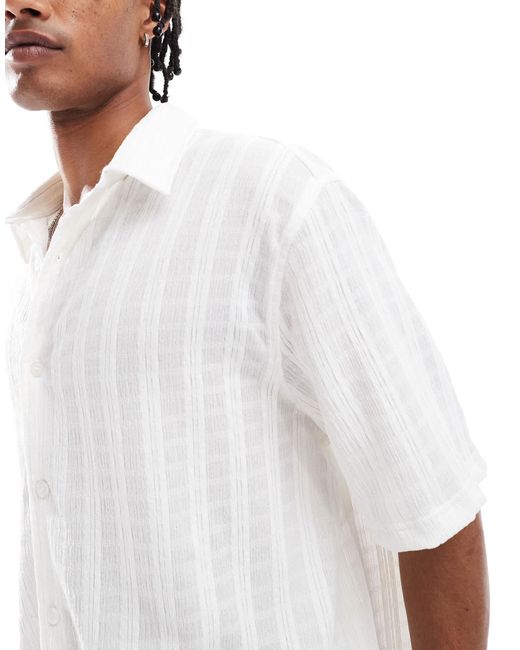 Chemise en maille texturée - écru Bershka pour homme en coloris White