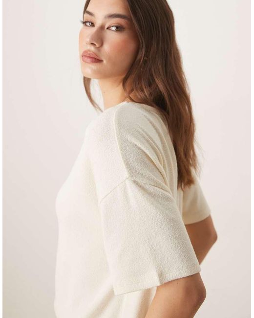 ASOS Gebreid T-Shirt Met Geweven Boord in het Natural