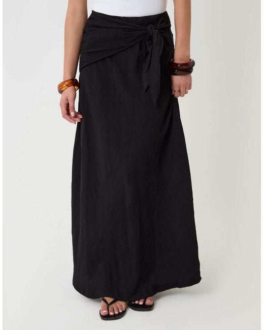 Threadbare White Tie Sash Midi Skirt