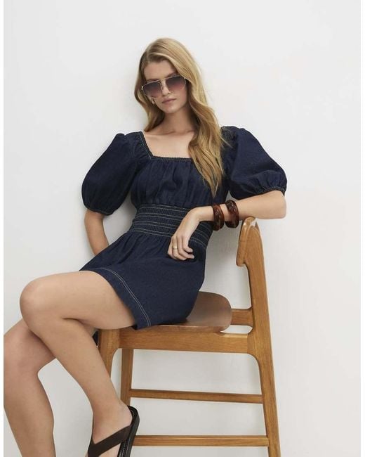River Island Blue Denim Mini Smock Dress