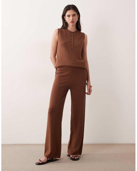 ASOS Brown Slub Henley Longline Top