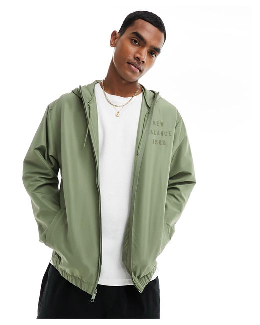 Iconic - giacca stile college con zip di New Balance in Green da Uomo